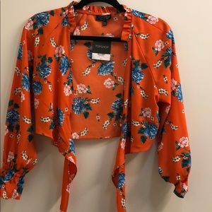 Topshop front tie blouse! NEVER WORN with tags!!
